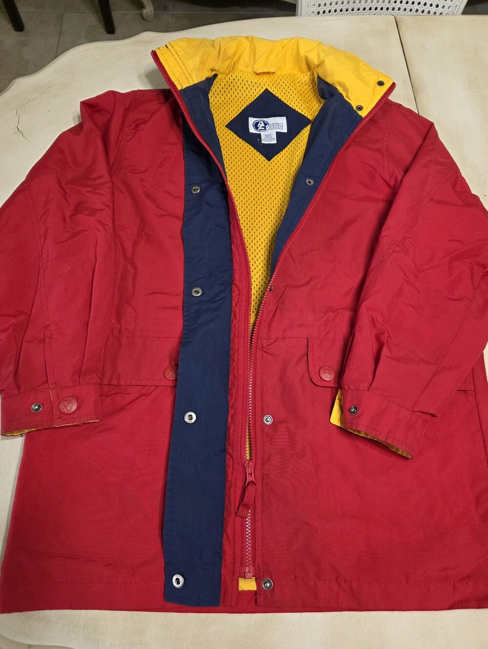 VINTAGE 90s Arizona Jean Co. Barn Jacket Parka | Red Colorblock Gorpcore S - Picture 12 of 16